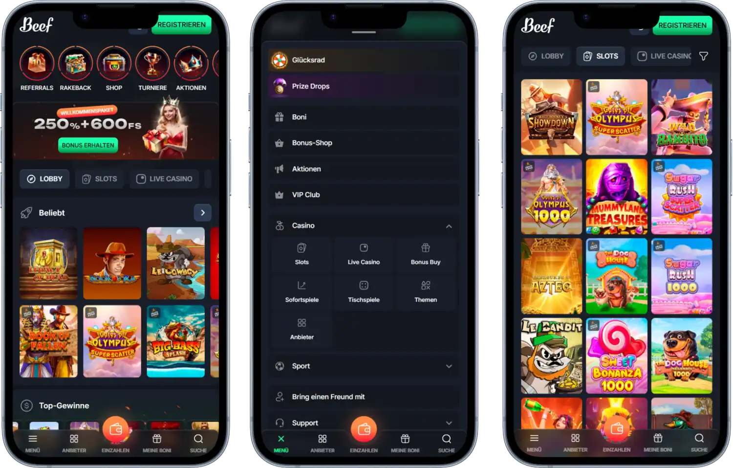 Beef Casino auf Android und iOS